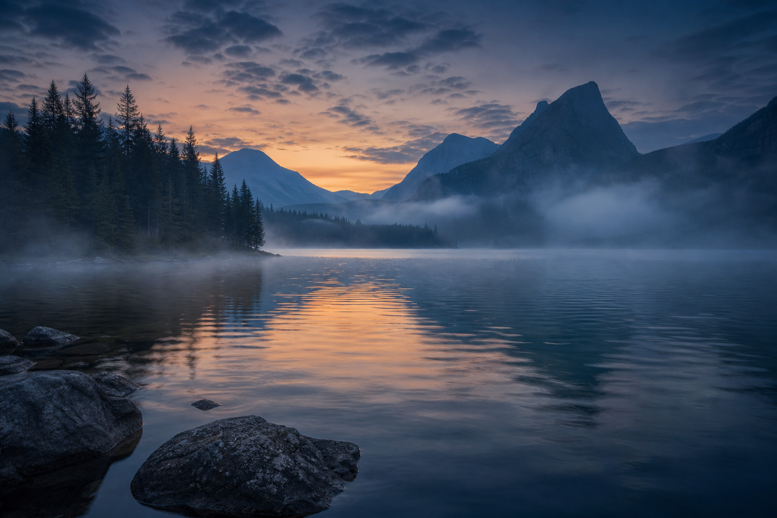Quiet mountain lake